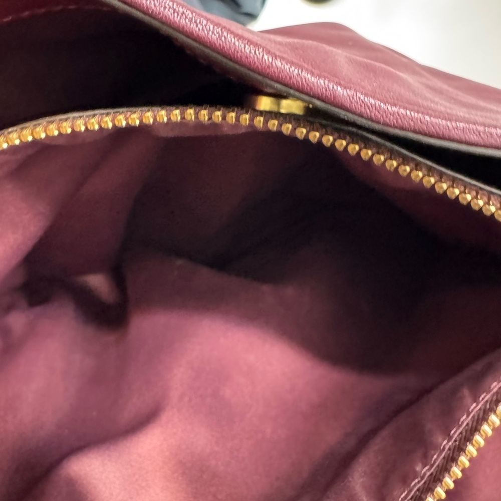 Coach Burgundy Haircalf Leather Turnlock Pocket Hobo Shoulder Bag - Picture 11 of 14
